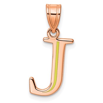 Sterling Silver/Rose Gold-Plated Letter J Line Epoxy Initial Charm