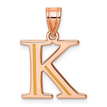Sterling Silver/Rose Gold-Plated Letter K Line Epoxy Initial Charm
