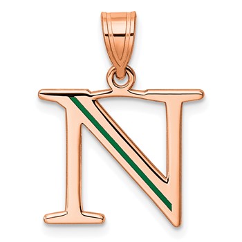 Sterling Silver/Rose Gold-Plated Letter N Line Epoxy Initial Charm
