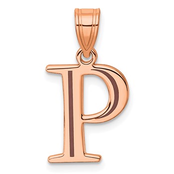 Sterling Silver/Rose Gold-Plated Letter P Line Epoxy Initial Charm
