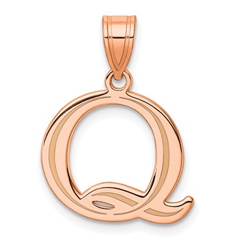 Sterling Silver/Rose Gold-Plated Letter Q Line Epoxy Initial Charm