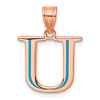 Sterling Silver/Rose Gold-Plated Letter U Line Epoxy Initial Charm