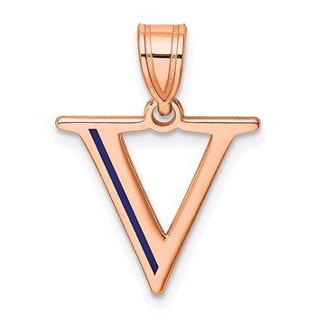 Sterling Silver/Rose Gold-Plated Letter V Line Epoxy Initial Charm