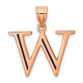 Sterling Silver/Rose Gold-Plated Letter W Line Epoxy Initial Charm