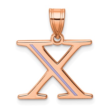 Sterling Silver/Rose Gold-Plated Letter X Line Epoxy Initial Charm