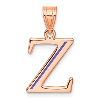 Sterling Silver/Rose Gold-Plated Letter Z Line Epoxy Initial Charm