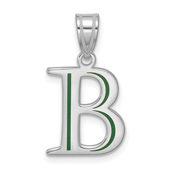 10k White Gold Letter B Line Epoxy Initial Charm