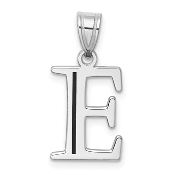 10k White Gold Letter E Line Epoxy Initial Charm