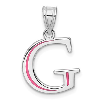 Sterling Silver/Rhodium-Plated Letter G Line Epoxy Initial Charm