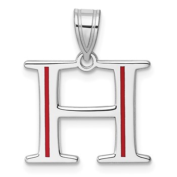 10k White Gold Letter H Line Epoxy Initial Charm