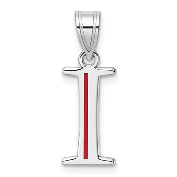 10k White Gold Letter I Line Epoxy Initial Charm