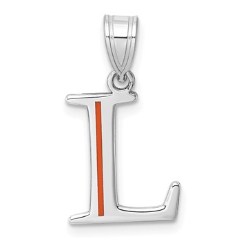 14k White Gold Letter L Line Epoxy Initial Charm
