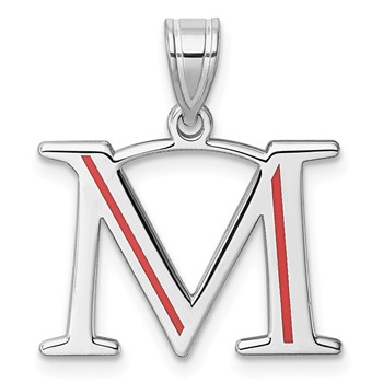 Sterling Silver/Rhodium-Plated Letter M Line Epoxy Initial Charm