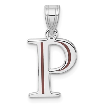 14k White Gold Letter P Line Epoxy Initial Charm