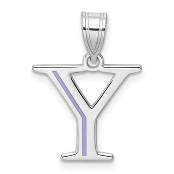 14k White Gold Letter Y Line Epoxy Initial Charm