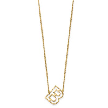 Sterling Silver/Gold-Plated Sideways Cut Out Initial B Necklace — alternate view
