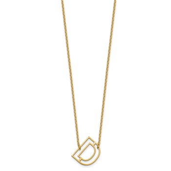 Sterling Silver/Gold-Plated Sideways Cut Out Initial D Necklace — alternate view
