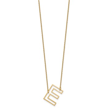 Sterling Silver/Gold-Plated Sideways Cut Out Initial E Necklace — alternate view