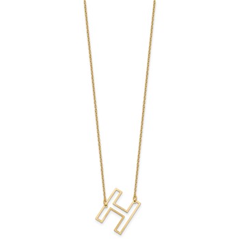 Sterling Silver/Gold-Plated Sideways Cut Out Initial H Necklace — alternate view