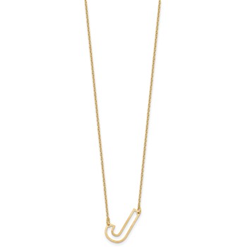 Sterling Silver/Gold-Plated Sideways Cut Out Initial J Necklace — alternate view