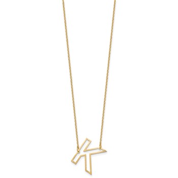 Sterling Silver/Gold-Plated Sideways Cut Out Initial K Necklace — alternate view