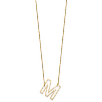 Sterling Silver/Gold-Plated Sideways Cut Out Initial M Necklace — alternate view