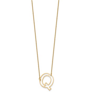 Sterling Silver/Gold-Plated Sideways Cut Out Initial Q Necklace — alternate view