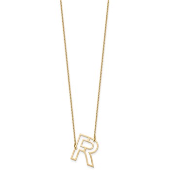 Sterling Silver/Gold-Plated Sideways Cut Out Initial R Necklace — alternate view