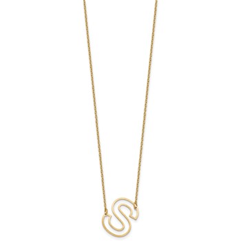 Sterling Silver/Gold-Plated Sideways Cut Out Initial S Necklace — alternate view