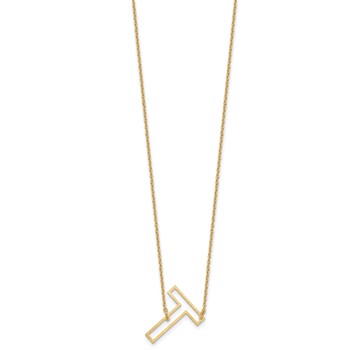 Sterling Silver/Gold-Plated Sideways Cut Out Initial T Necklace — alternate view