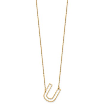Sterling Silver/Gold-Plated Sideways Cut Out Initial U Necklace — alternate view