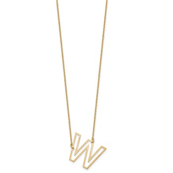 Sterling Silver/Gold-Plated Sideways Cut Out Initial W Necklace — alternate view