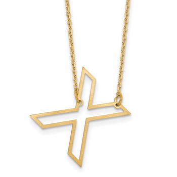 Sterling Silver/Gold-Plated Sideways Cut Out Initial X Necklace