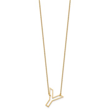 Sterling Silver/Gold-Plated Sideways Cut Out Initial Y Necklace — alternate view