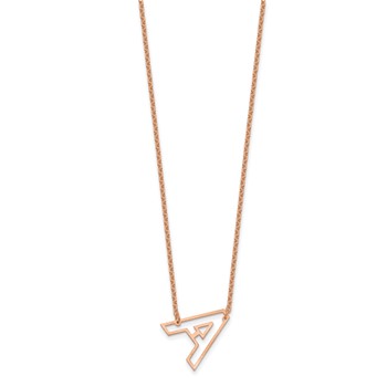 Sterling Silver/Rose-gold Sideways Cut-out Initial A Necklace — alternate view