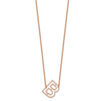 Sterling Silver/Rose Gold-Plated Sideways Cut Out Initial B Necklace — alternate view