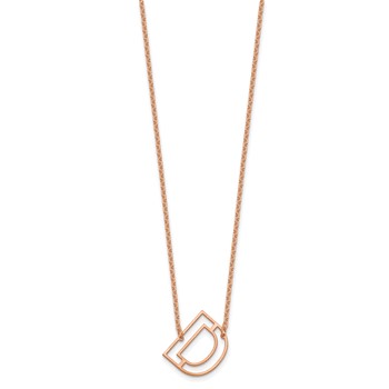 Sterling Silver/Rose Gold-Plated Sideways Cut Out Initial D Necklace — alternate view