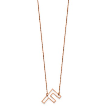 Sterling Silver/Rose Gold-Plated Sideways Cut Out Initial F Necklace — alternate view
