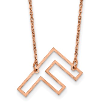 Sterling Silver/Rose Gold-Plated Sideways Cut Out Initial F Necklace