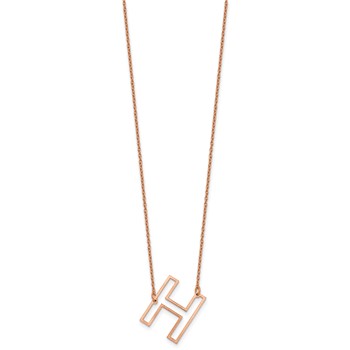 Sterling Silver/Rose Gold-Plated Sideways Cut Out Initial H Necklace — alternate view