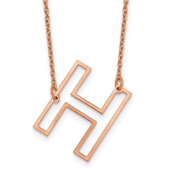 Sterling Silver/Rose Gold-Plated Sideways Cut Out Initial H Necklace