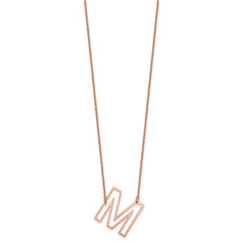 Sterling Silver/Rose Gold-Plated Sideways Cut Out Initial M Necklace — alternate view