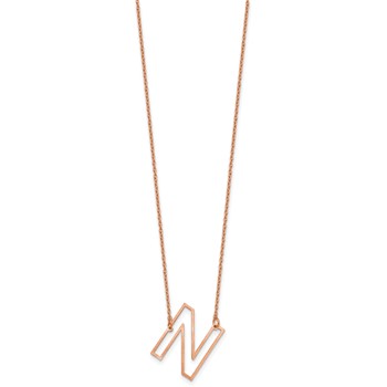 Sterling Silver/Rose Gold-Plated Sideways Cut Out Initial N Necklace — alternate view