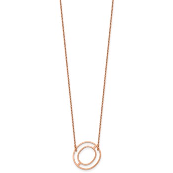 Sterling Silver/Rose Gold-Plated Sideways Cut Out Initial O Necklace — alternate view