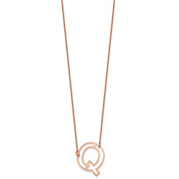 Sterling Silver/Rose Gold-Plated Sideways Cut Out Initial Q Necklace — alternate view