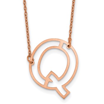 Sterling Silver/Rose Gold-Plated Sideways Cut Out Initial Q Necklace