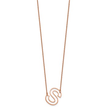 Sterling Silver/Rose Gold-Plated Sideways Cut Out Initial S Necklace — alternate view