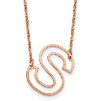 Sterling Silver/Rose Gold-Plated Sideways Cut Out Initial S Necklace