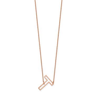 Sterling Silver/Rose Gold-Plated Sideways Cut Out Initial T Necklace — alternate view