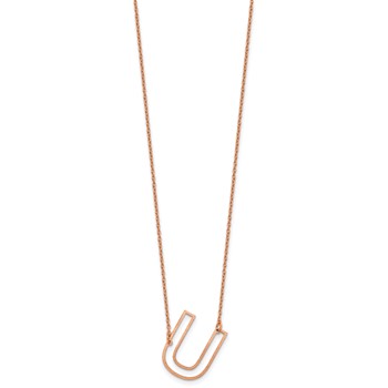 Sterling Silver/Rose Gold-Plated Sideways Cut Out Initial U Necklace — alternate view